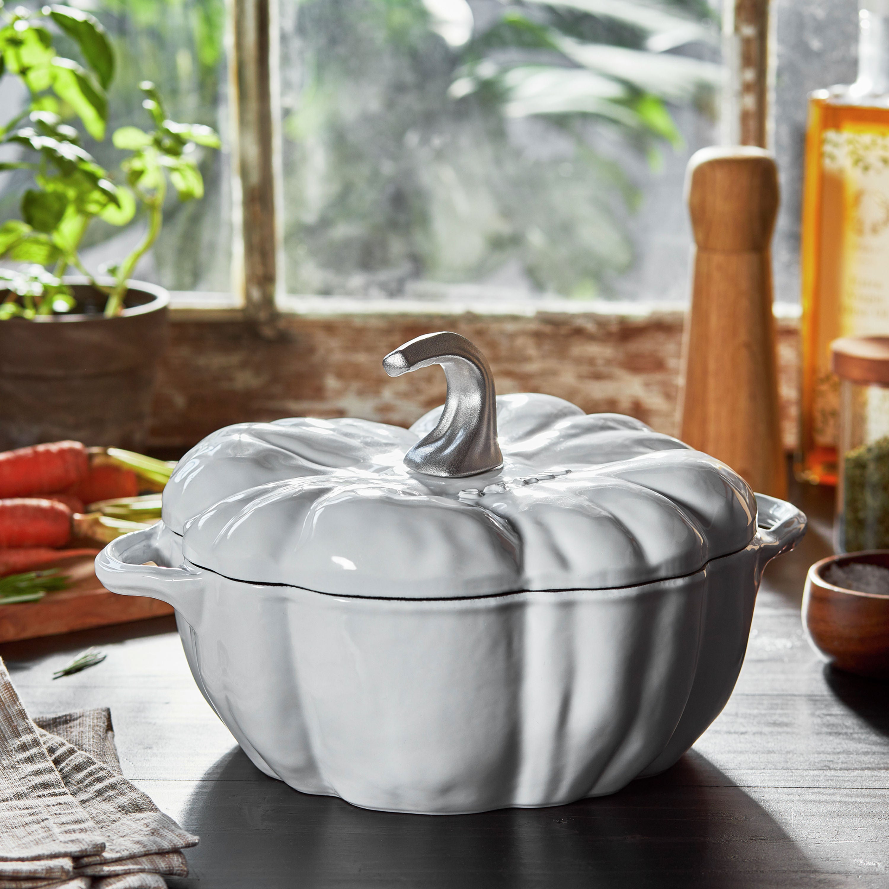 Enameled cast online iron pumpkin Dutch oven