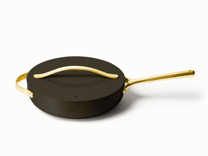 Caraway Sauté Pan in Black with Gold Handle