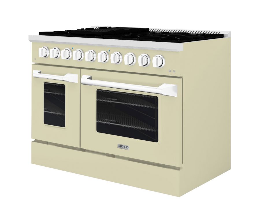 Hallman 48 In. Range with Gas Burners and Electric Oven Antique