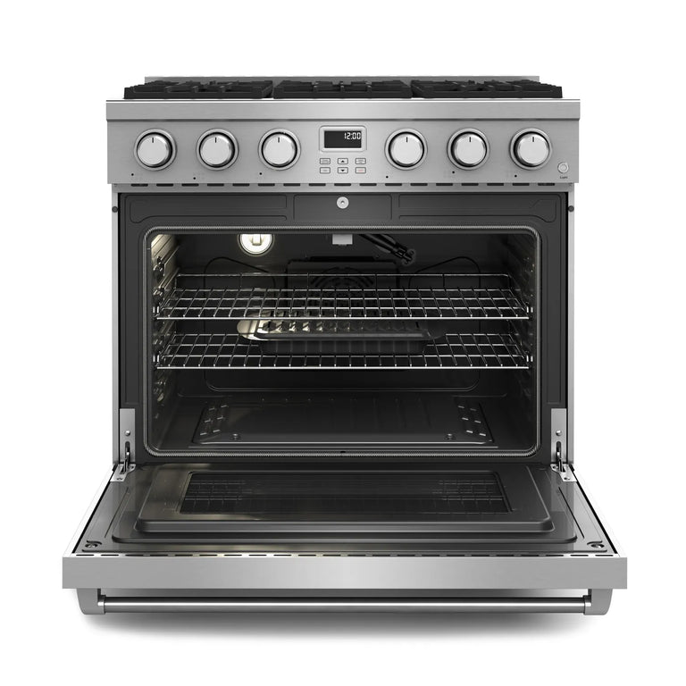 Thor Contemporary Package - 36" Gas Range, Range Hood, Refrigerator, Dishwasher and Microwave, Thor-AP-ARG36-A86