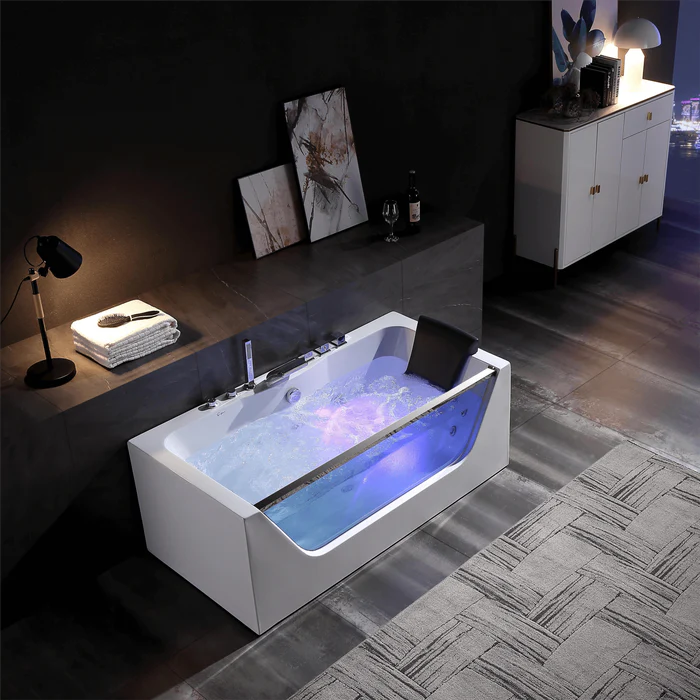 Luxury 67 Modern Rectangular Whirlpool Soaking Massage Bathtub