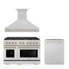 ZLINE Autograph Package - 48 In. Gas Range, Range Hood and Dishwasher with Gold Accents, 3AKPR-RGSRHDWM48-G