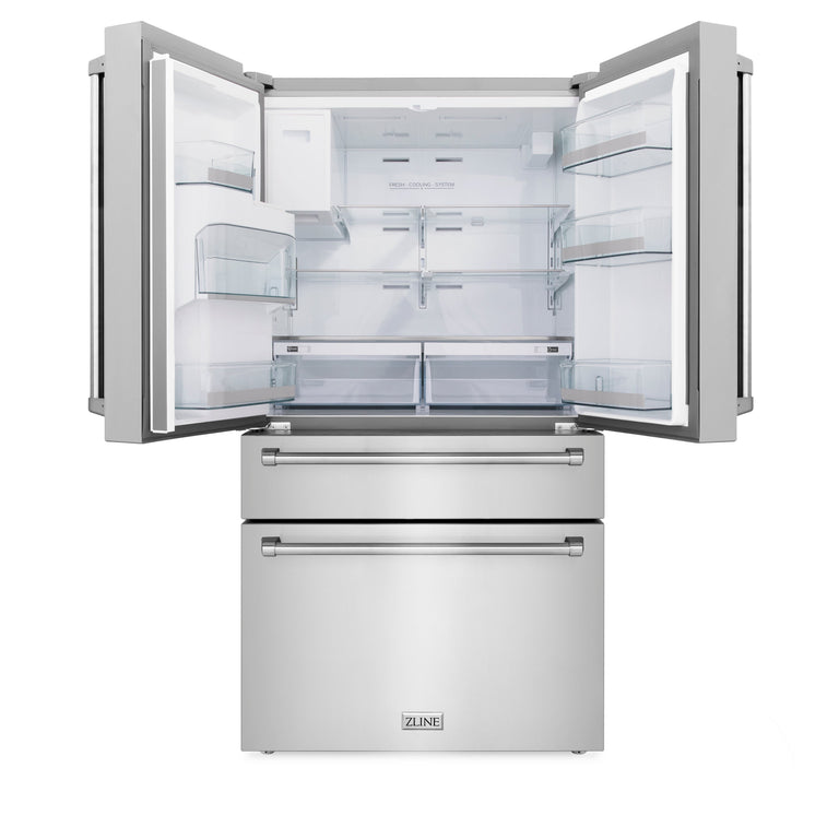 ZLINE Appliance Package - 48" Dual Fuel Range, Range Hood, Microwave Drawer, Dishwasher, Refrigerator with Water and Ice Dispenser, 5KPRW-RARH30-MWDWM