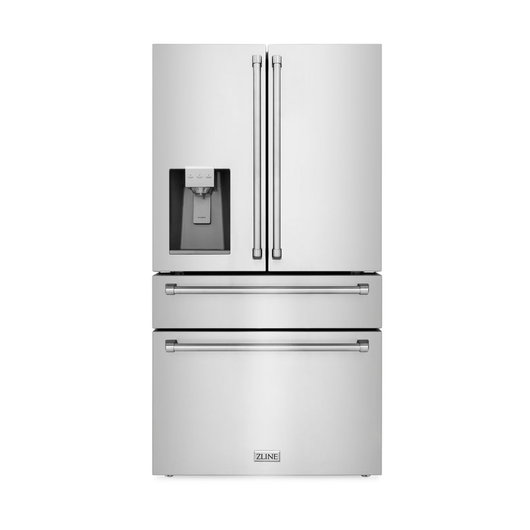 ZLINE Appliance Package - 36" Dual Fuel Range, Range Hood, Microwave Drawer, Dishwasher, Refrigerator with Water and Ice Dispenser, 5KPRW-RARH36-MWDWM