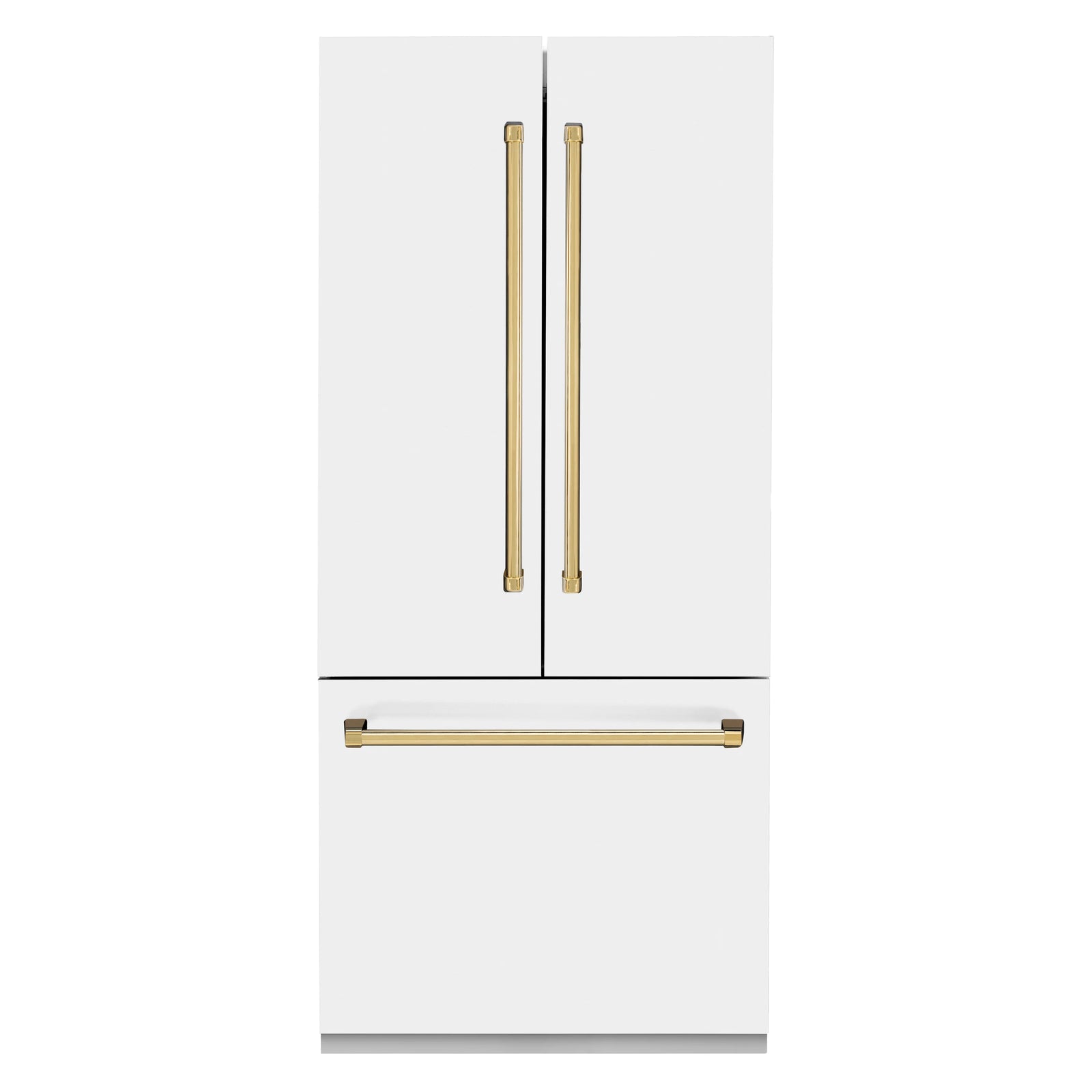 ZLINE 36 In. White Matte Built-In Refrigerator, Gold Accents | Water 