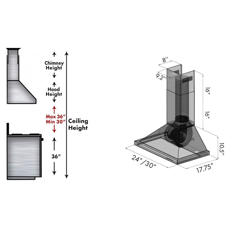 ZLINE 30 Convertible Wall Mount Range Hood (BSKBN-30)