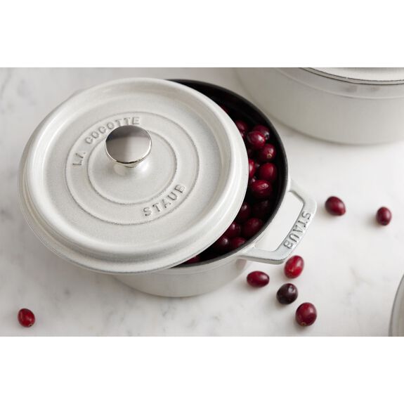 Staub 4-Quart Cast Iron Round Cocotte - White