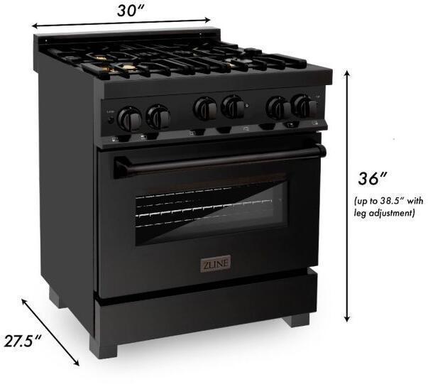 ZLINE 30 in. Kitchen Appliance Package with Black Stainless Steel Gas Range, Range Hood, Microwave Drawer and Dishwasher, 4KP-SGRBRH30-MWDW