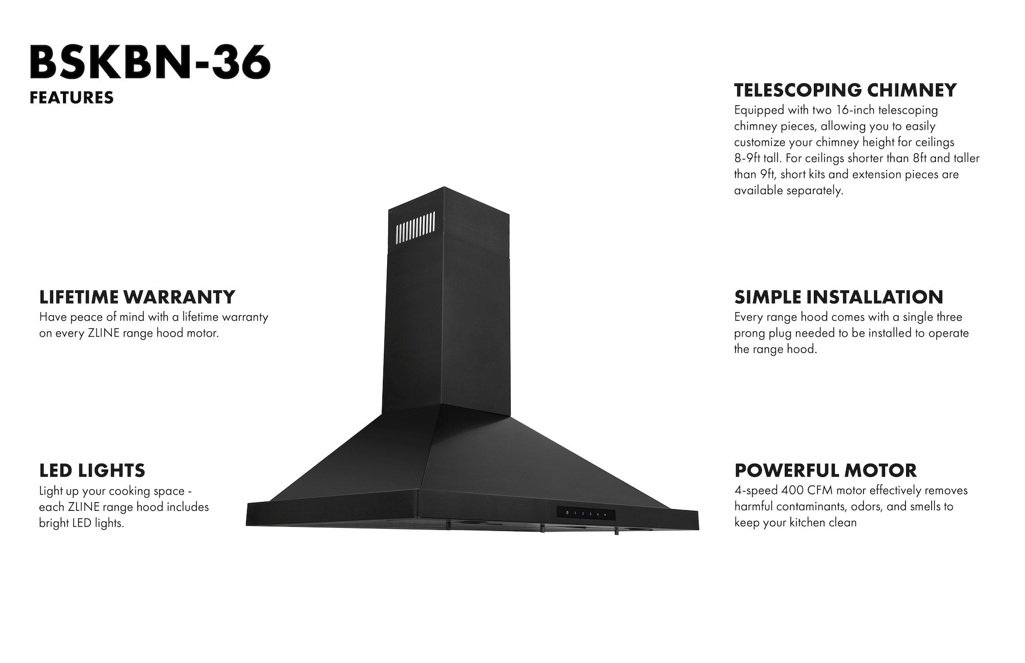 Short chimney store range hood