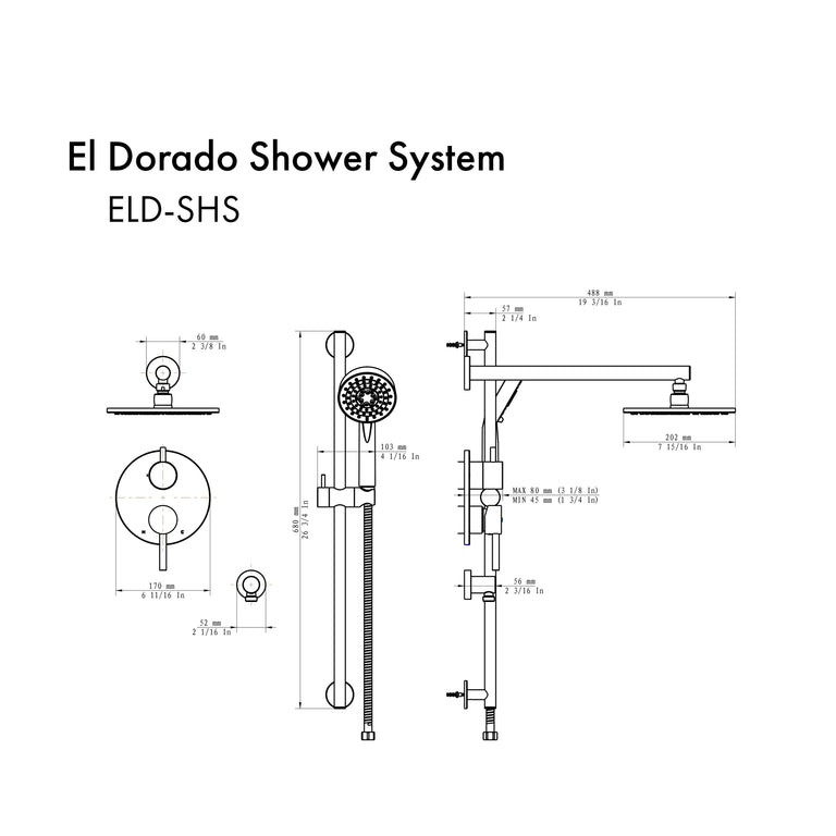 ZLINE El Dorado Shower System in Matte Black, ELD-SHS-MB