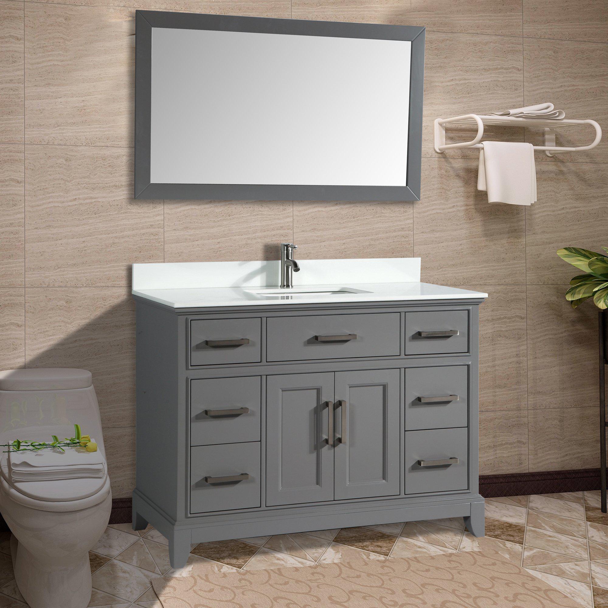 Vanity Art 60 in. Sink Vanity & Mirror - Gray, VA1060G – Premium Home ...