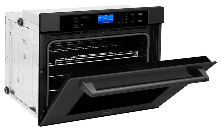 ZLINE 4-Piece Appliance Package - 30 In. Rangetop, Range Hood, Refrigerator, and Wall Oven in Black Stainless Steel, 4KPR-RTBRH30-AWS