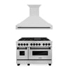 ZLINE Autograph Package - 48 In. Dual Fuel Range, Range Hood in Stainless Steel with Matte Black Accents, 2AKP-RARH48-MB