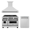 ZLINE Autograph Package - 48 In. Gas Range, Range Hood and Dishwasher in Stainless Steel with Matte Black Accents, 3AKPR-RGRH48-MB