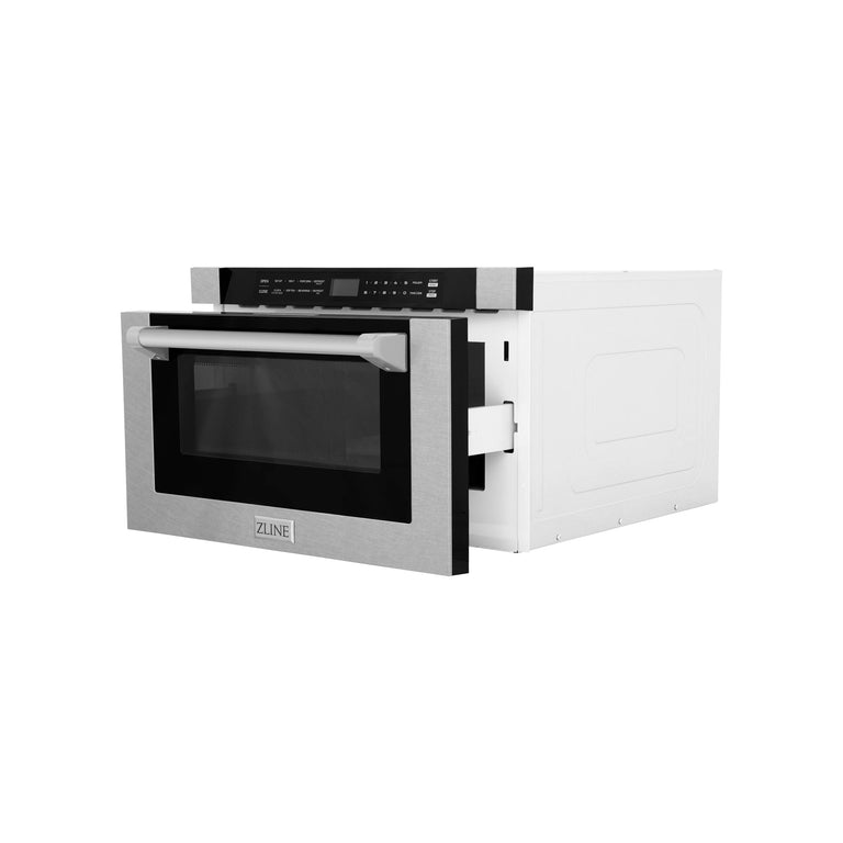 ZLINE 24 in. 1.2 Cu. ft. Black Stainless Steel Built-in Microwave Drawer with A Traditional Handle (MWD-1-BS-H)