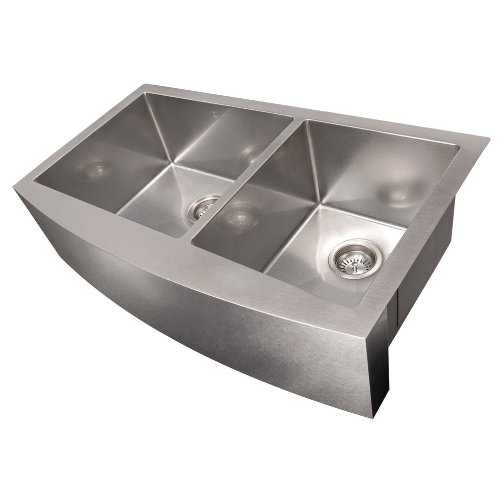 Zline 36 In Courchevel Farmhouse Apron Mount Double Bowl Durasnow® St